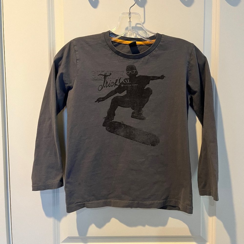Zara Kids Long Sleeve Graphic Skateboard Design Top Size 7/8